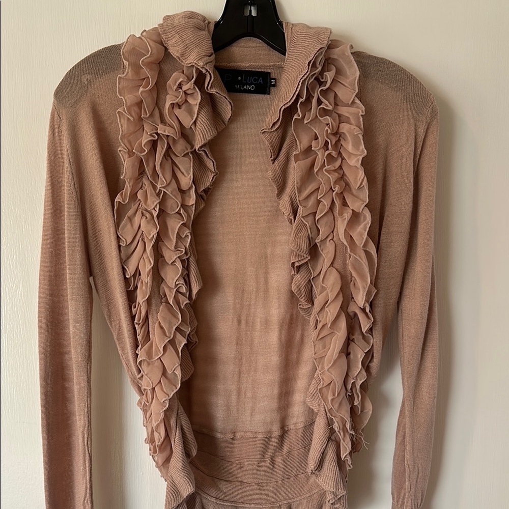 Milano Women's Ruffled Beige Sweater